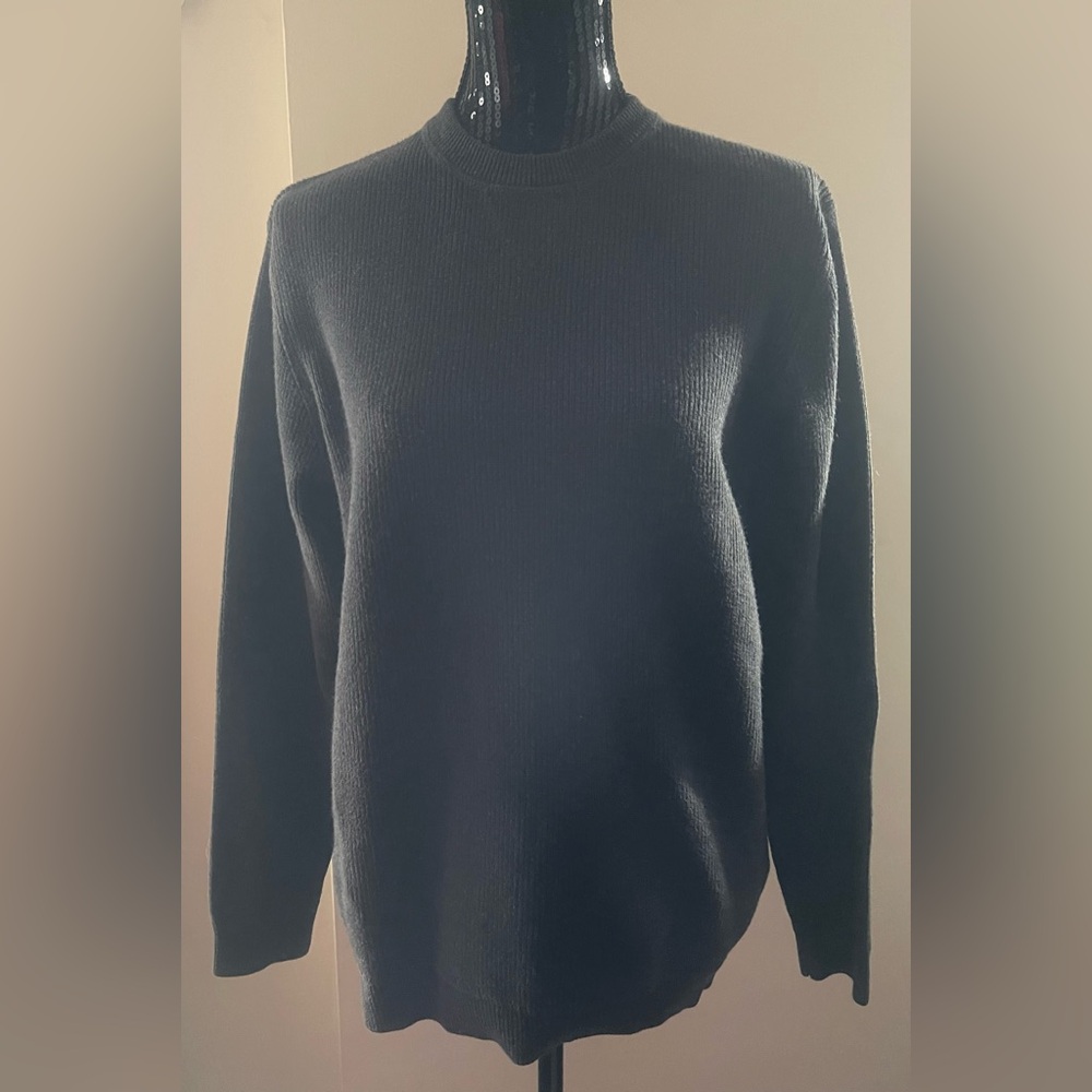 Vintage Eddie Bauer Men's Charcoal Grey Crewneck Ribbed Sweater/Top Size Medium